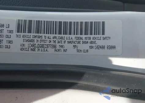 2014 Dodge Durango Limited z USA, uszkodzony, nr VIN 1C4RDJDG8EC977286